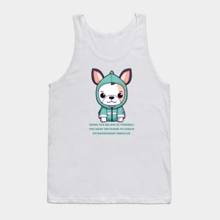 Cartoon Boston Terrier in Green Jacket - Pet Lover, Kawaii Tank Top